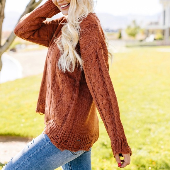 LAST ONE Rustic Retreat Cable Knit Sweater - Picture 6 of 8